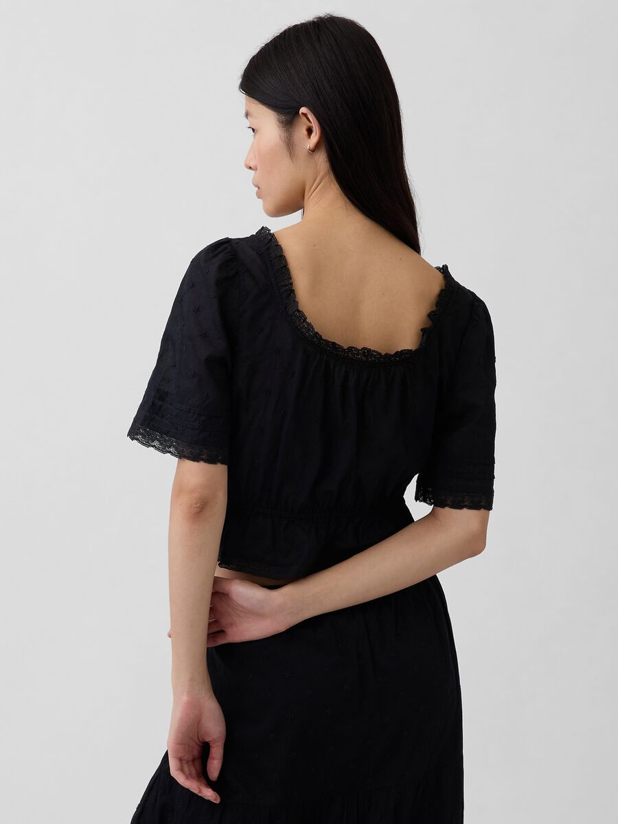 Blusa in puro cotone con pizzo Donna_2