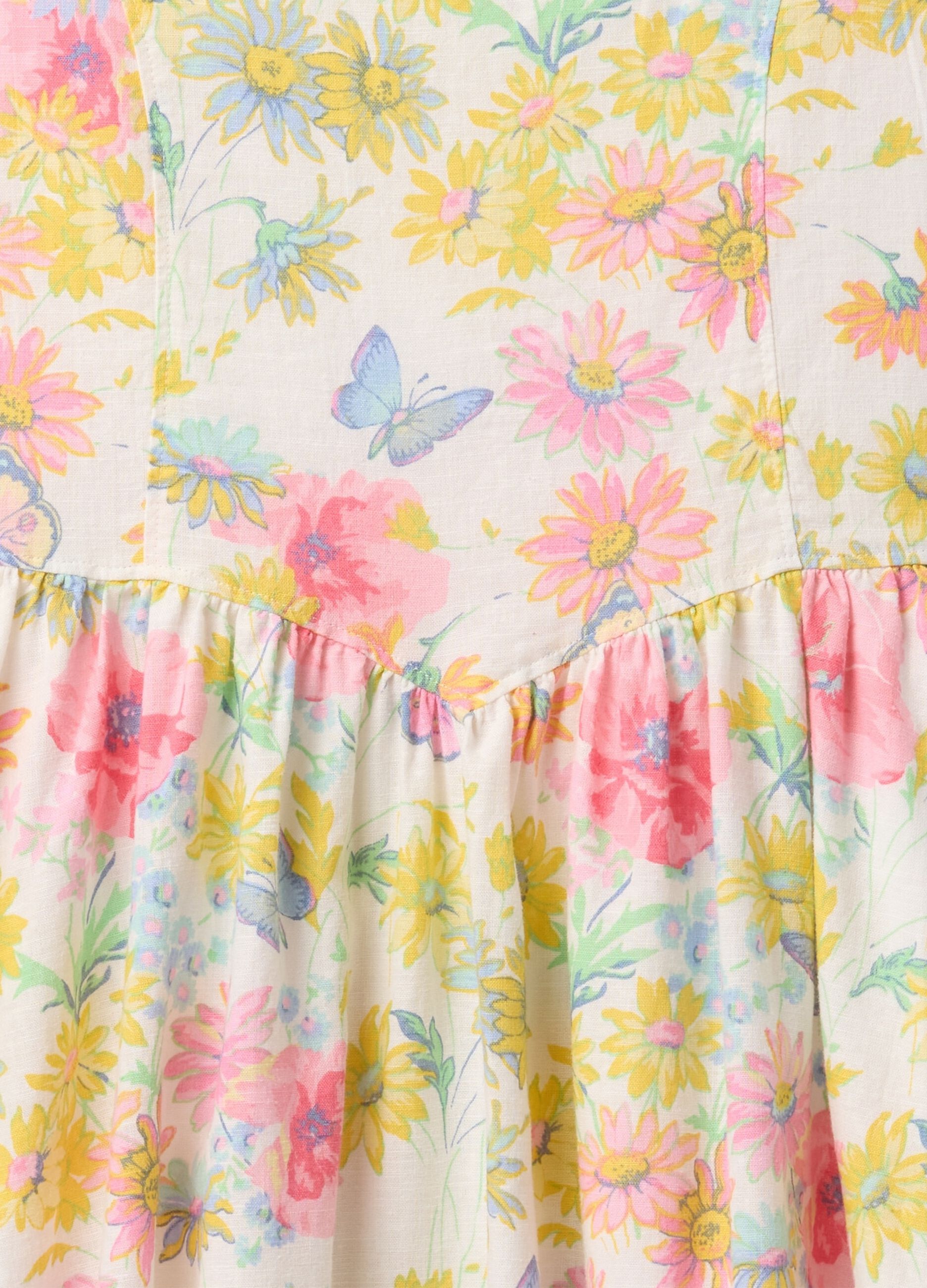 Vestito fantasia floreale in lino e cotone_3