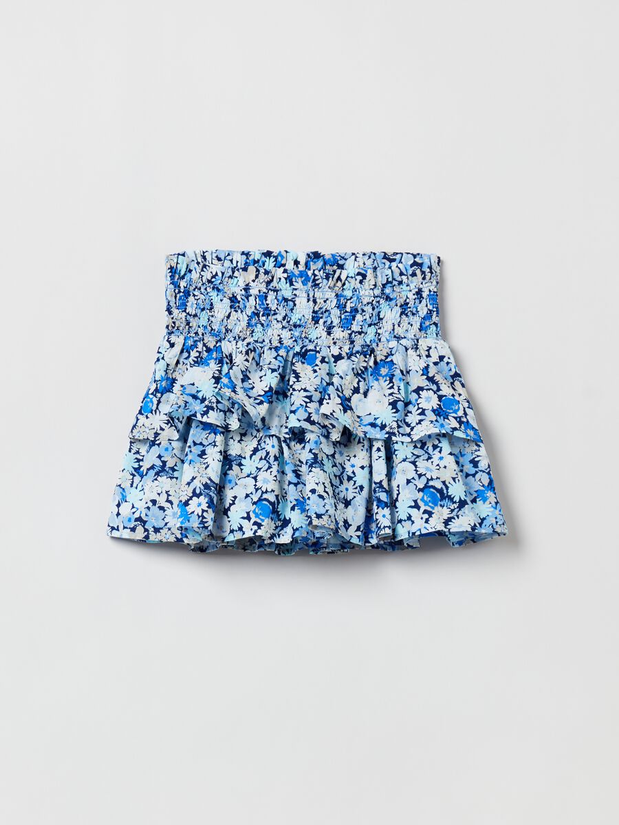 Tiered miniskirt with floral print Girl_0
