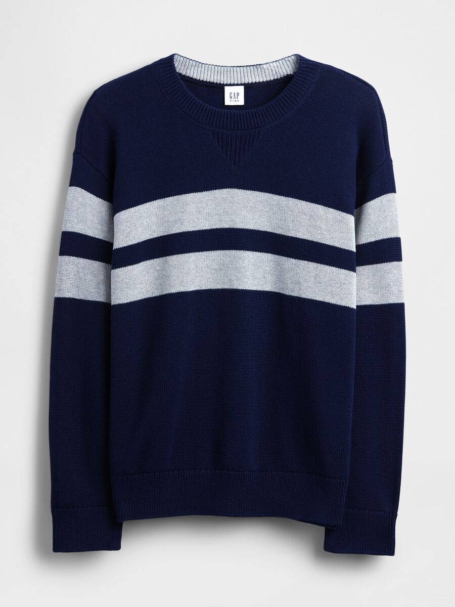 Maglione blu con righe in cotone Bambino_3