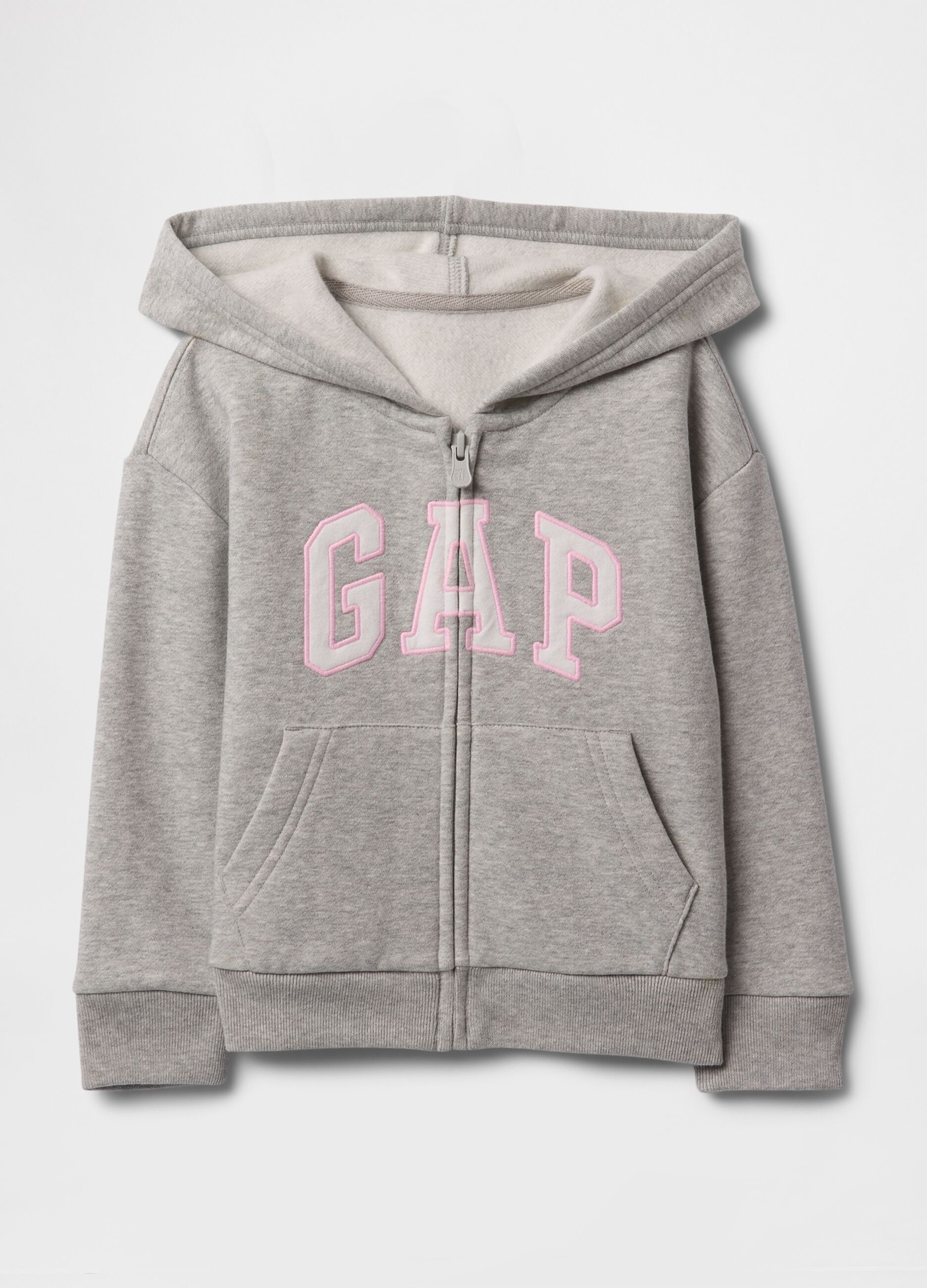 Felpa in misto cotone grigia da neonata regular fit con zip e logo