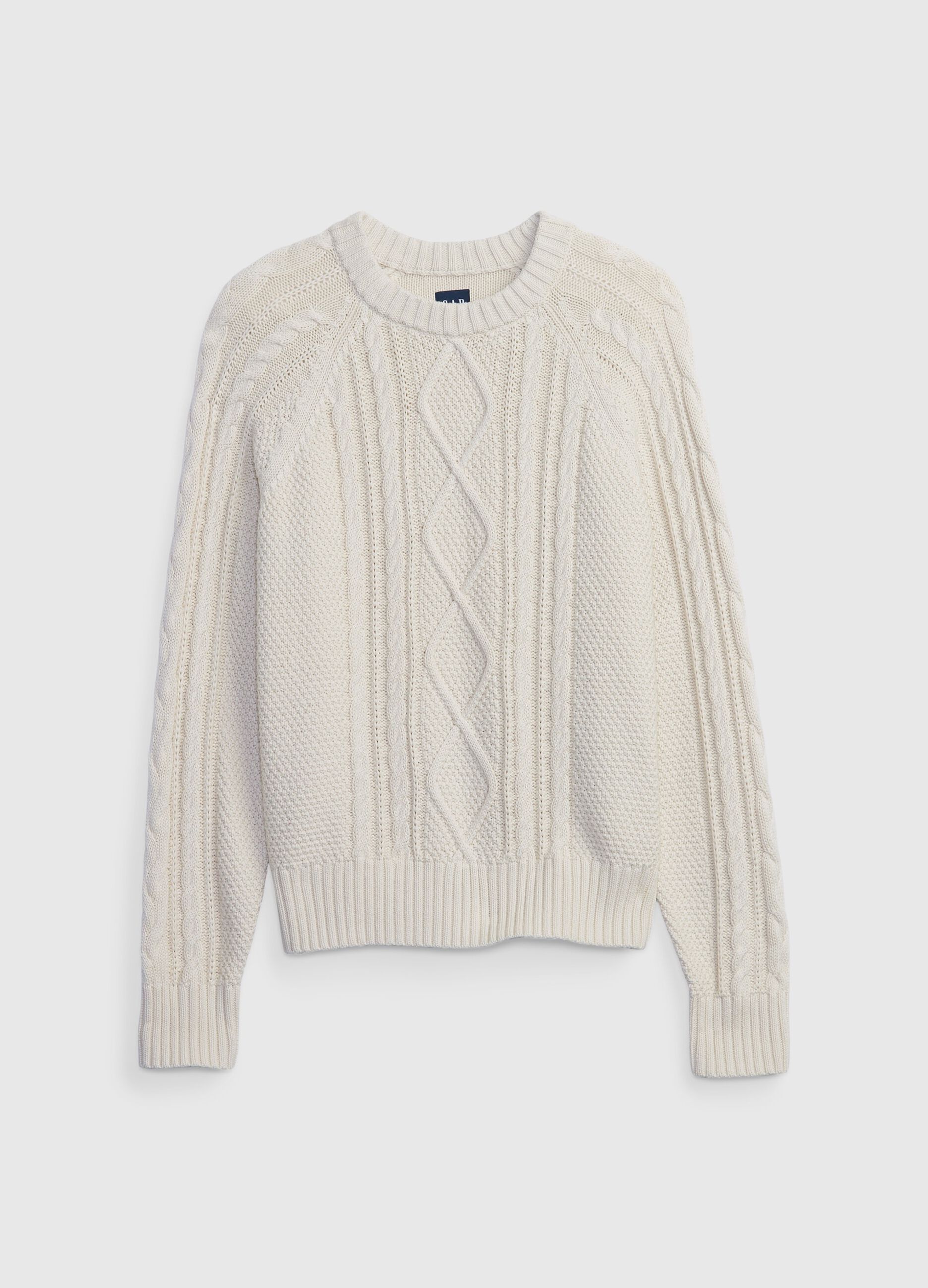 Pullover in cotone con lavorazione a treccia_3