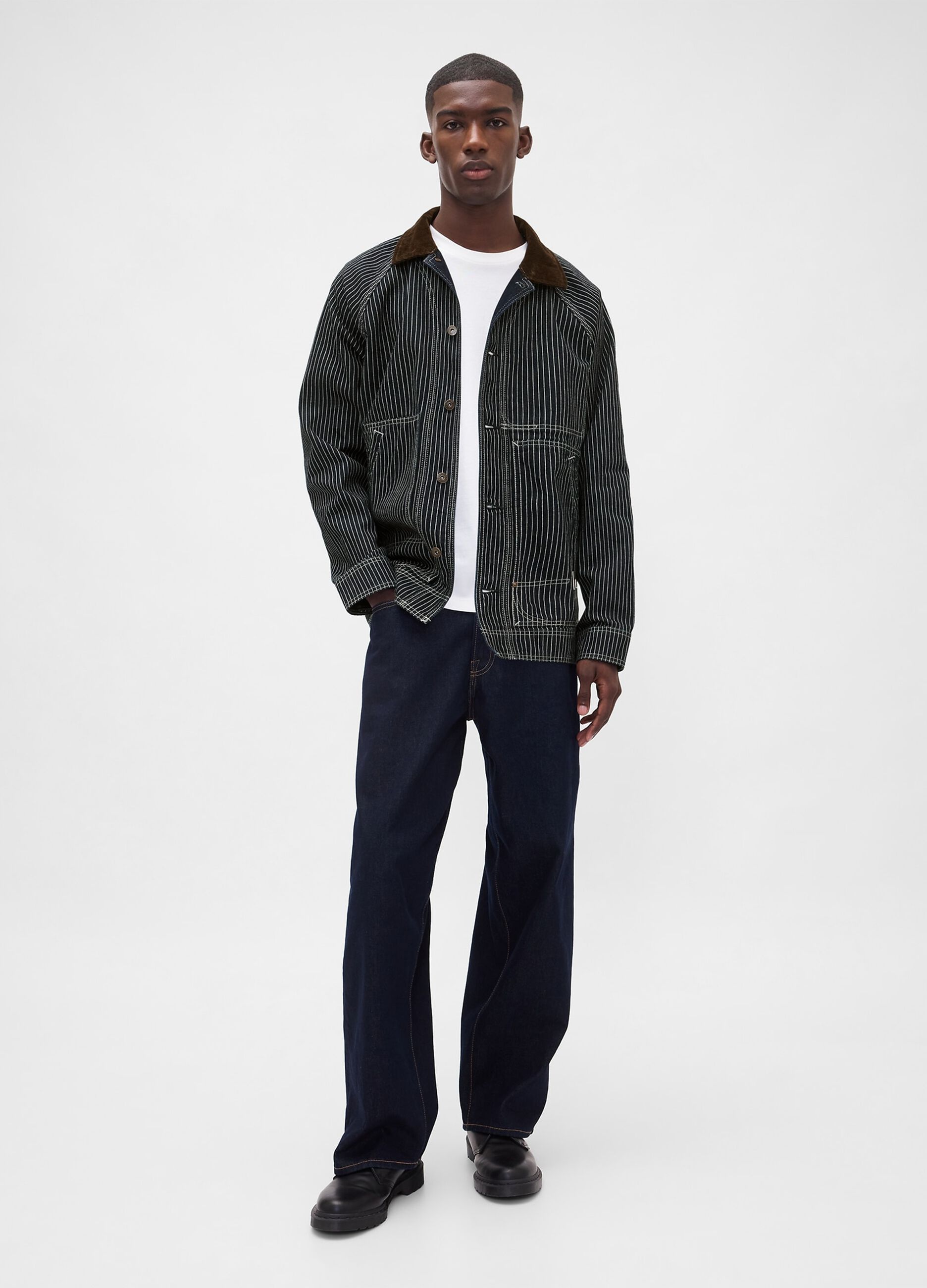 Brown Striped Cotton Jacket