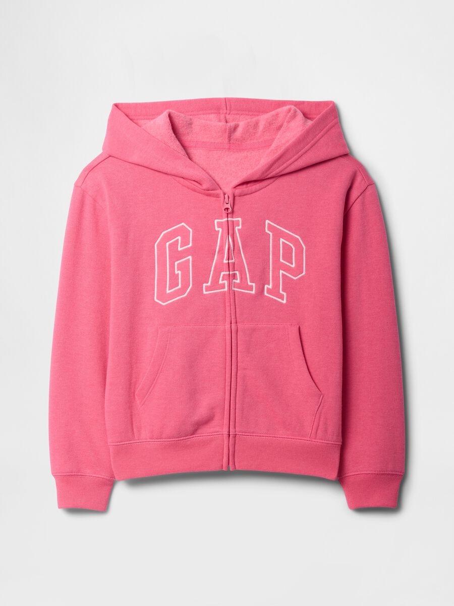 Girls' Regular Fit Pink Cotton Blend Hoodie with Zip Girl_4