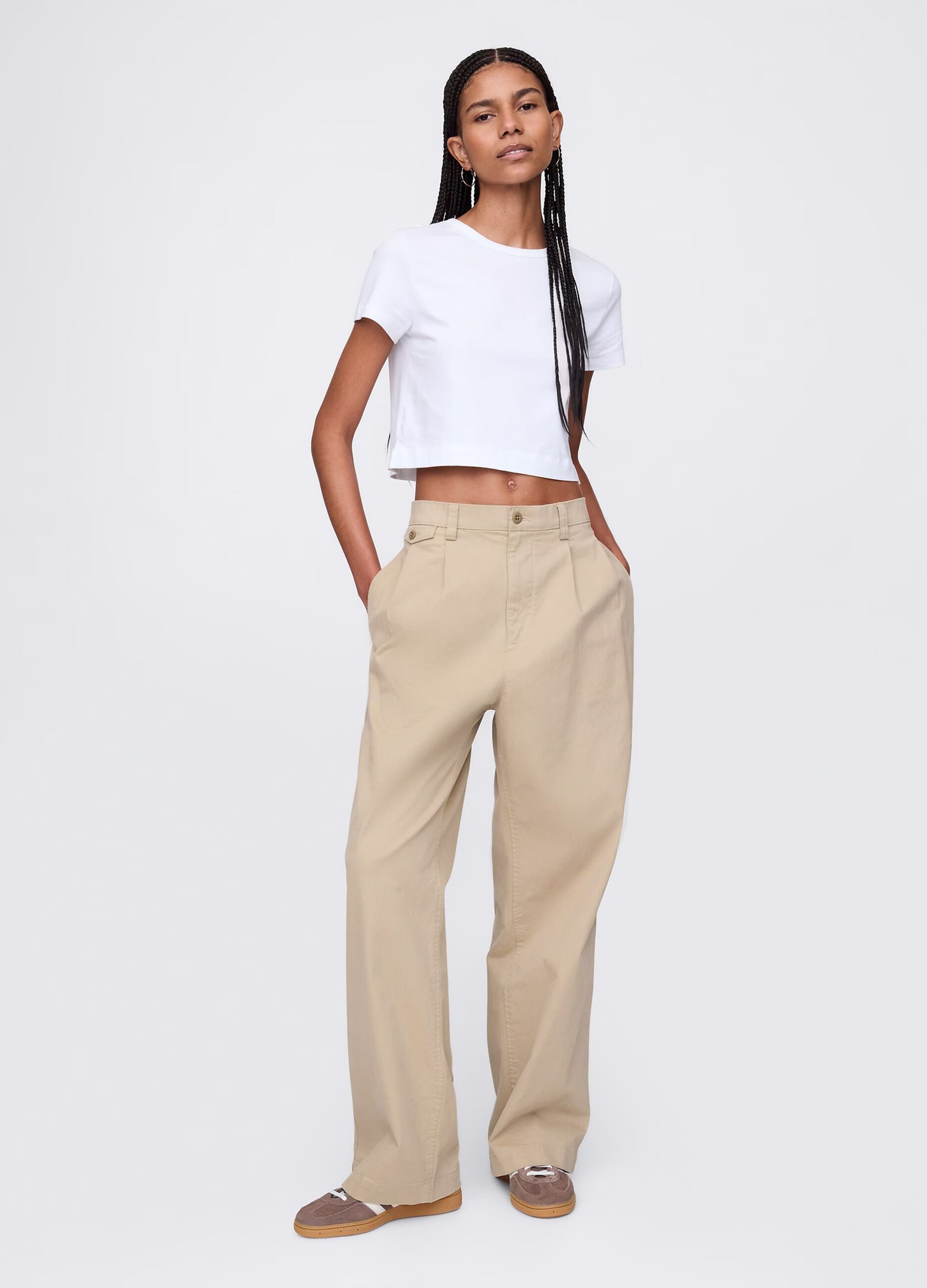 T-shirt cropped bianca in cotone_1