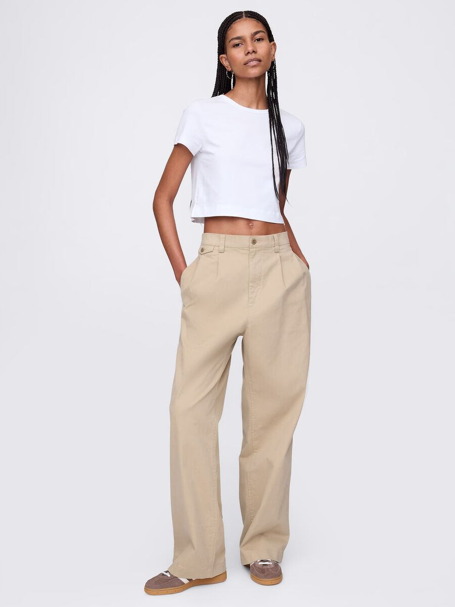 White Cotton Cropped T-Shirt by Gap Woman_1