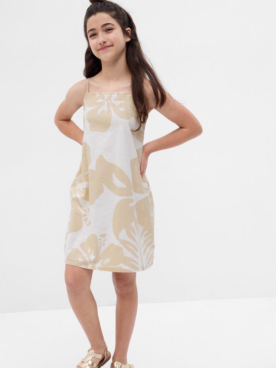 Cotton trapezium dress with print Girl_0