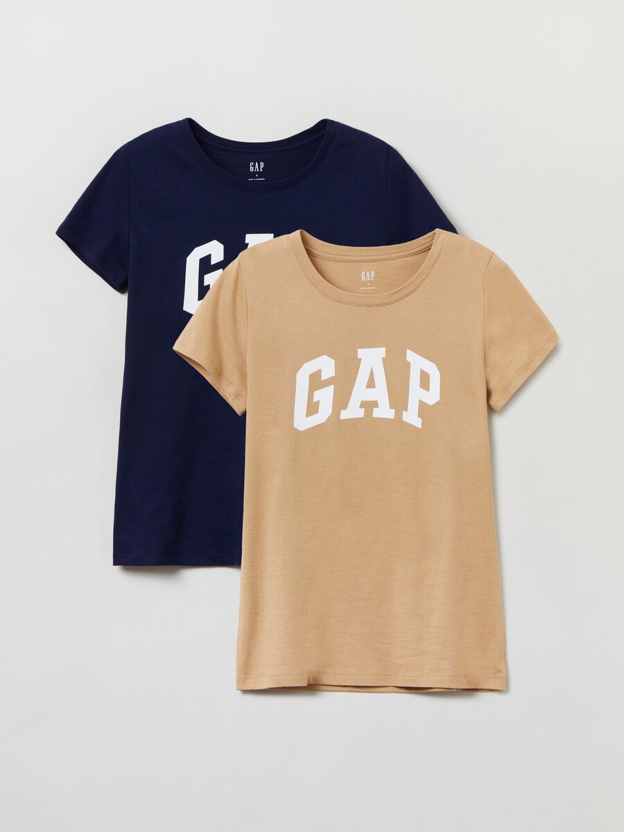 Bipack t-shirt in cotone con stampa logo Donna_0