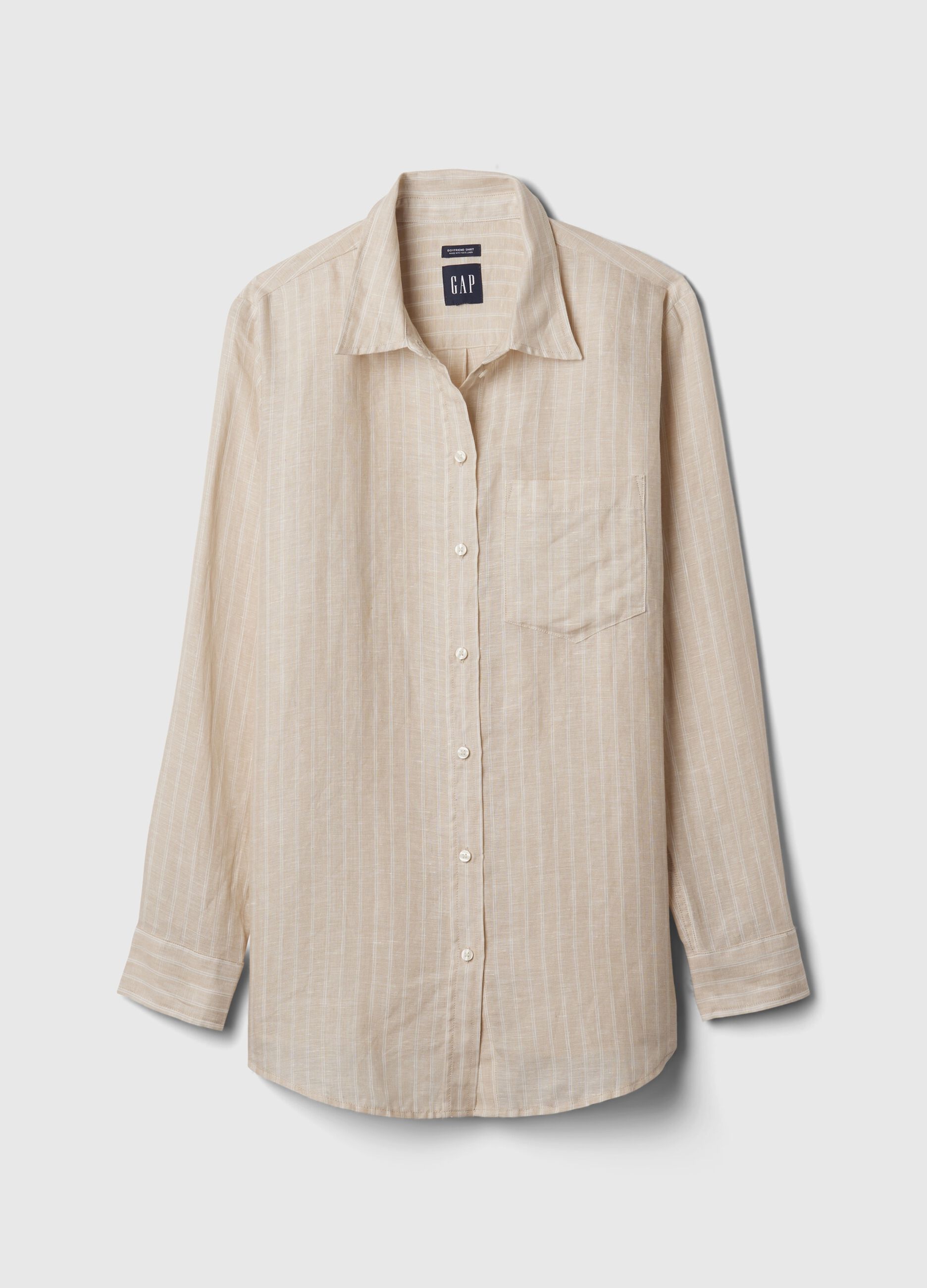 Camicia boyfriend fit in lino con tasca_3