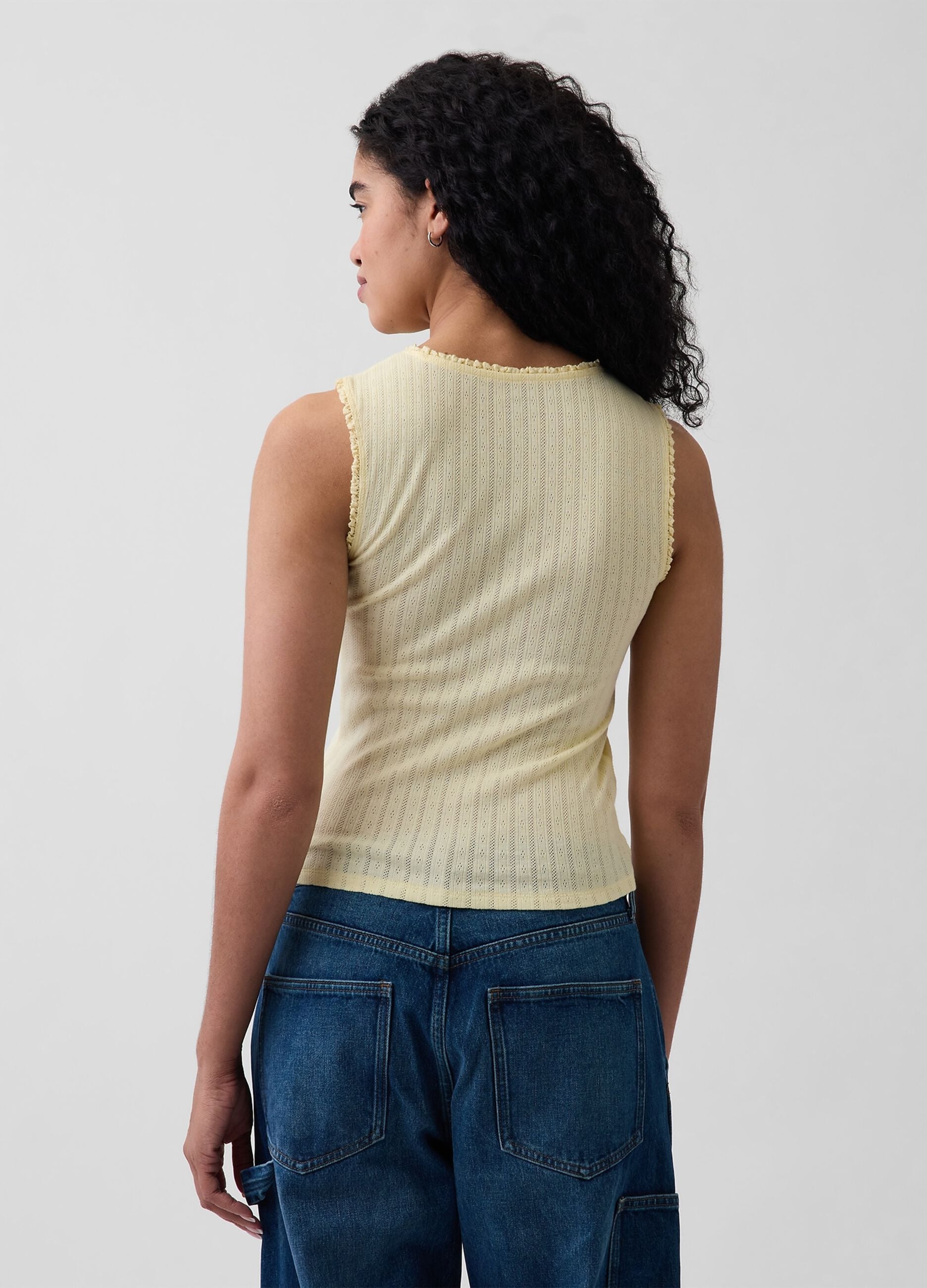 Tank top in misto cotone a costine