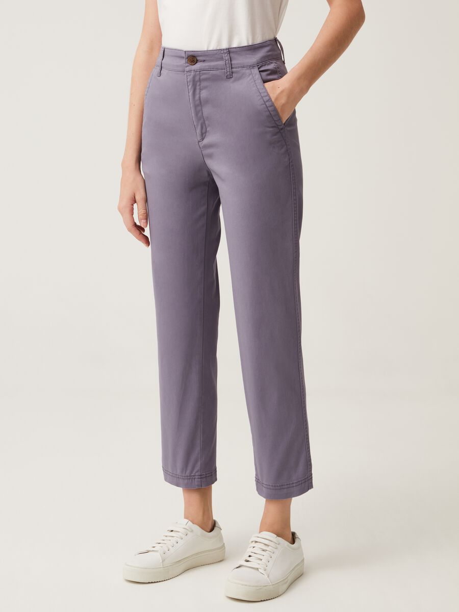 Pantalone girlfriend in cotone stretch Donna_1