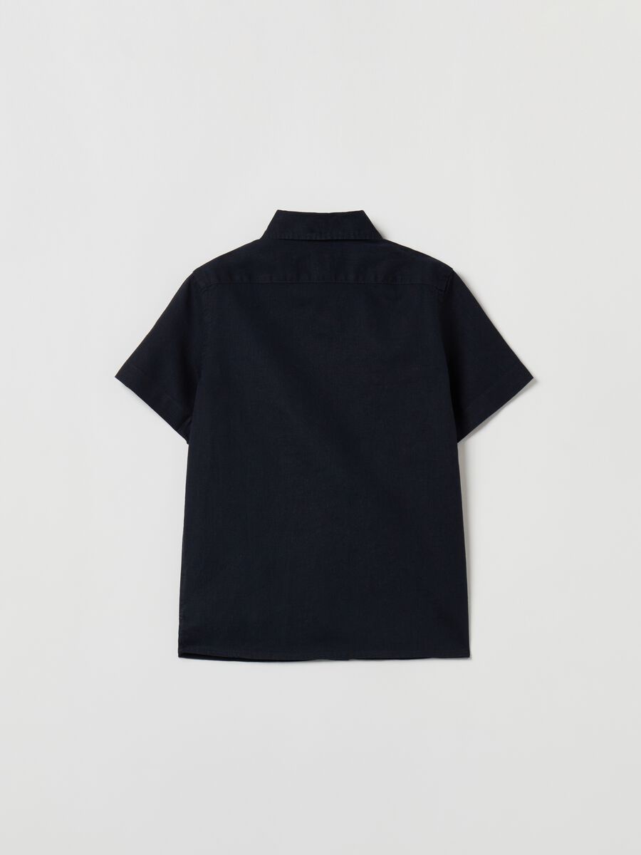 Linen and cotton shirt with short sleeves Boy_1