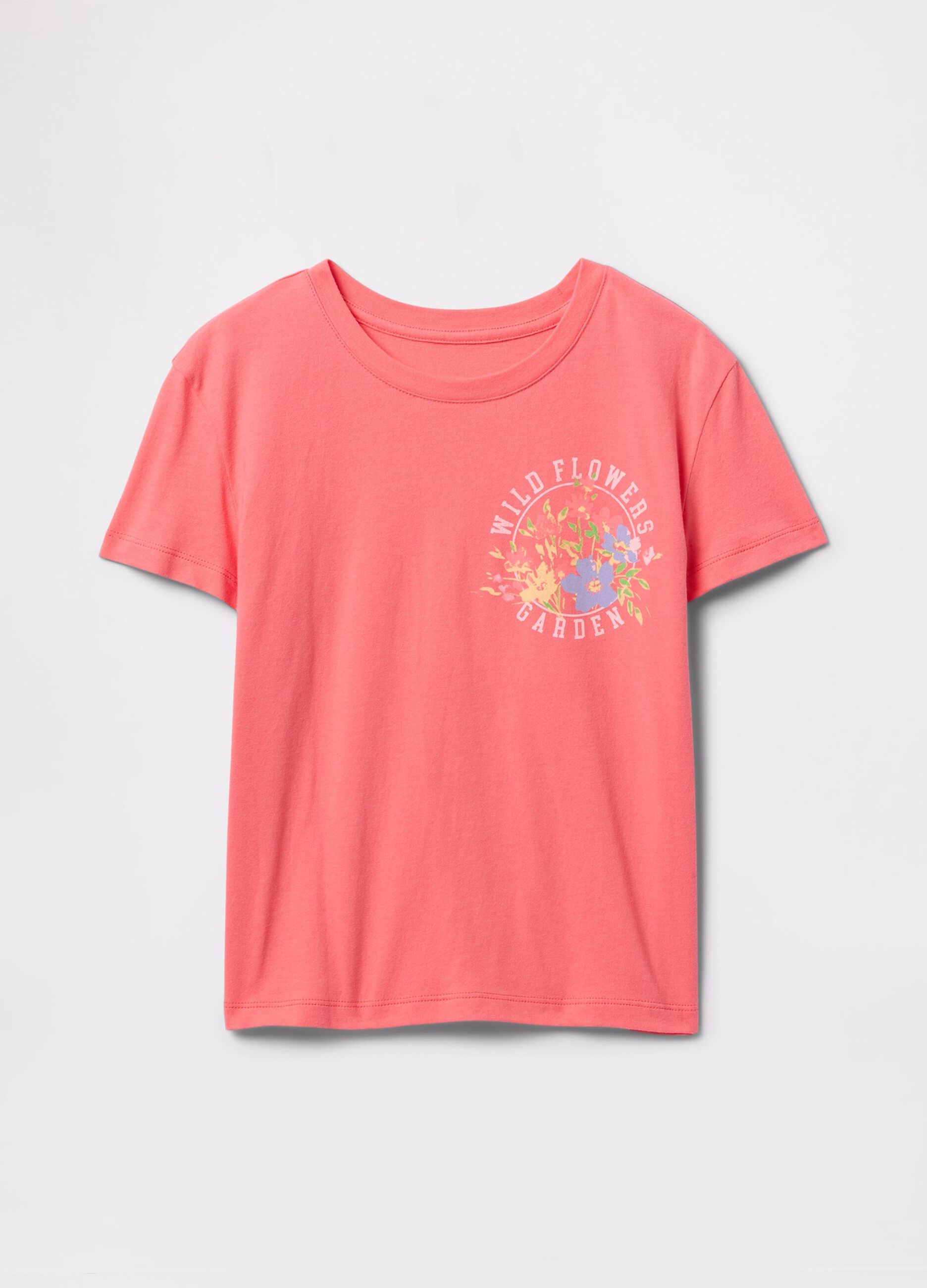 T-shirt rosa in cotone con stampa fiori_2