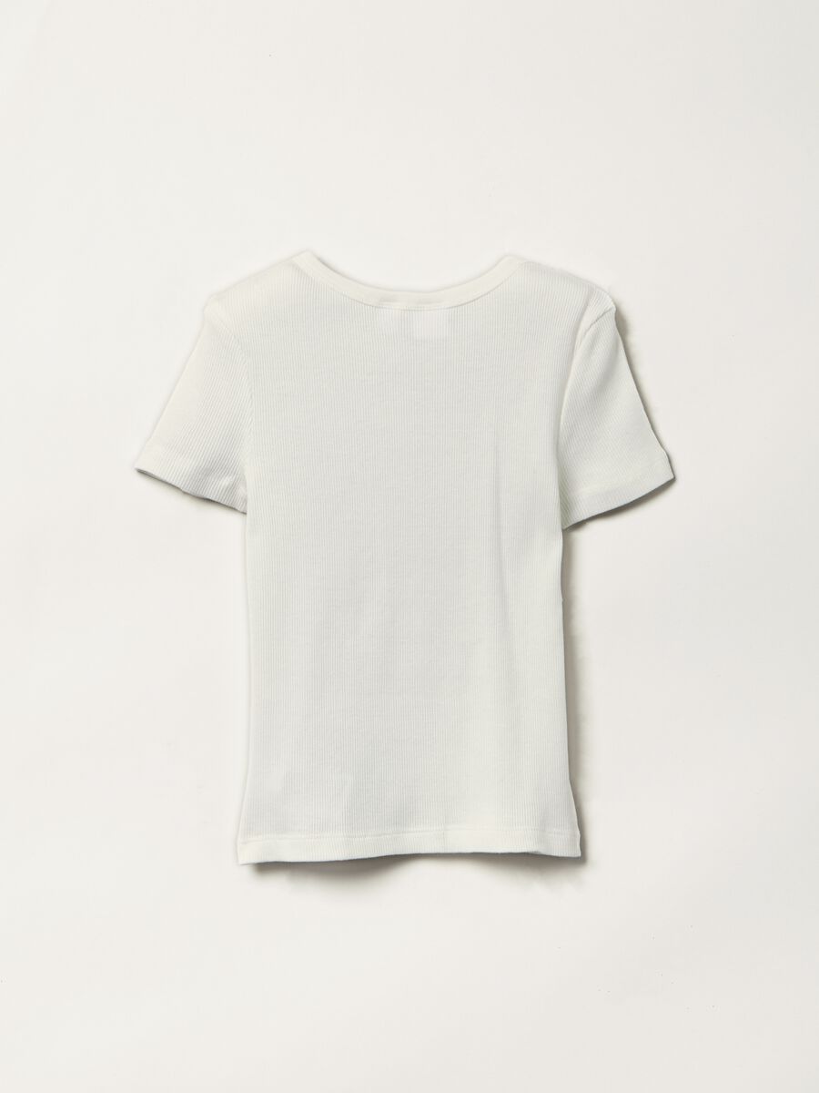 Ribbed T-shirt with round neck Girl_1