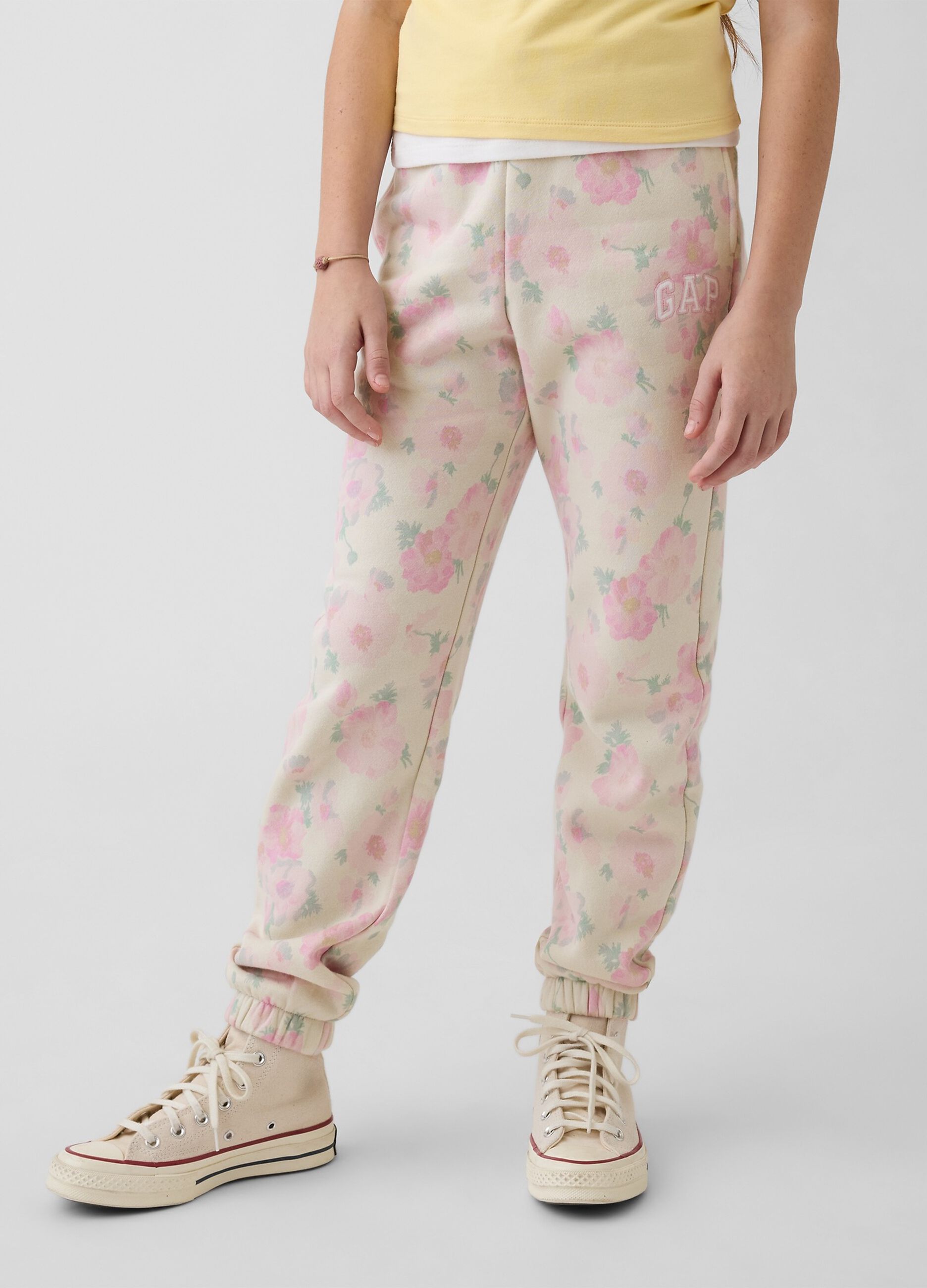 Pantaloni in misto cotone multicolor da ragazza con motivo floreale