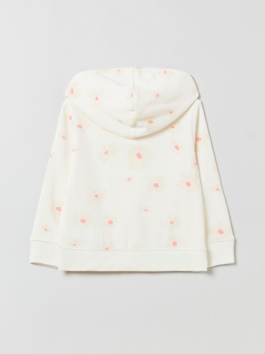 Full-zip con cappuccio stampa fiori e patch logo  Bimba_1