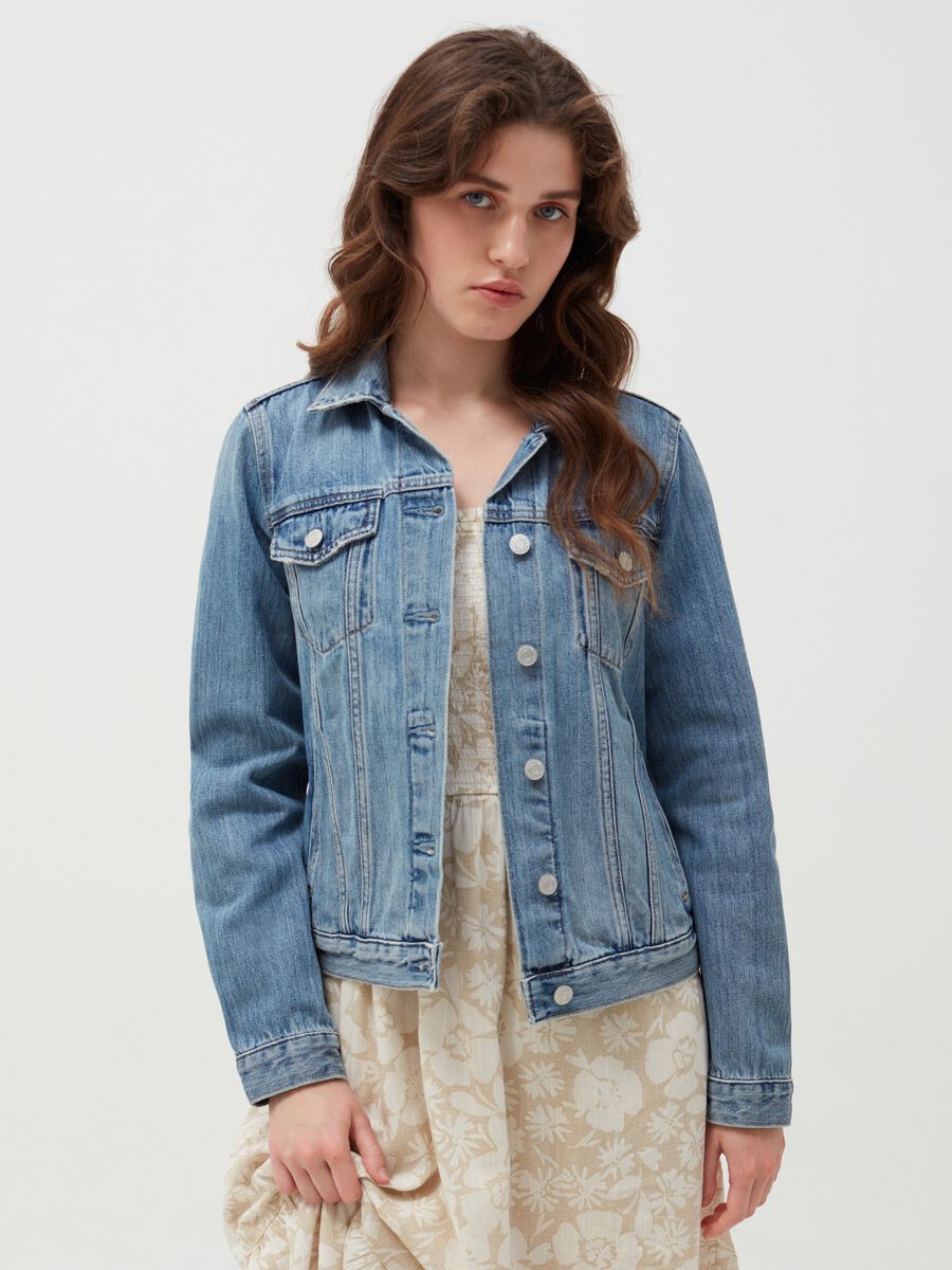 Giacca corta in denim Donna_1