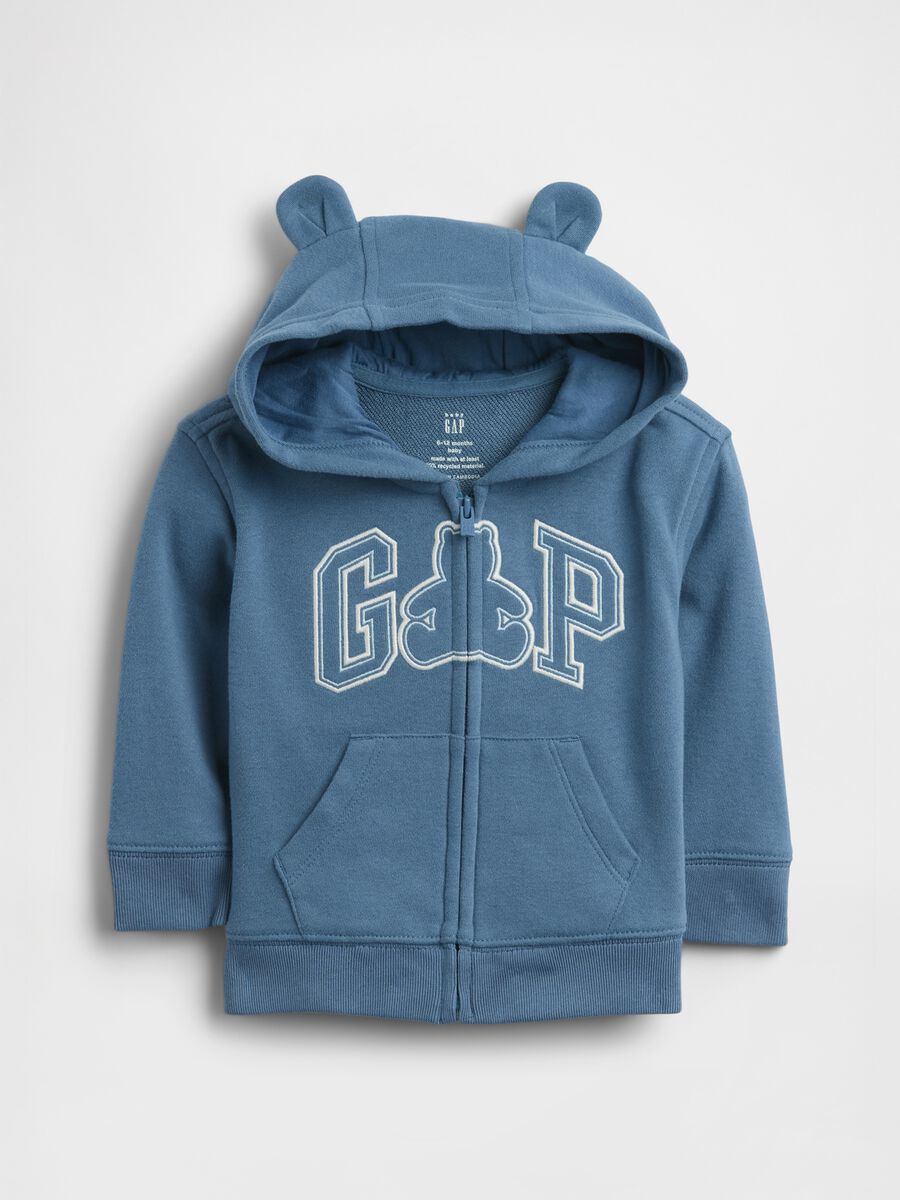 Felpa con cappuccio e logo in misto cotone Neonato_0