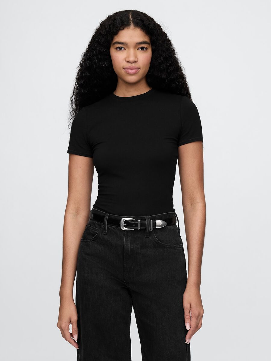 Body nero elasticizzato Donna_0