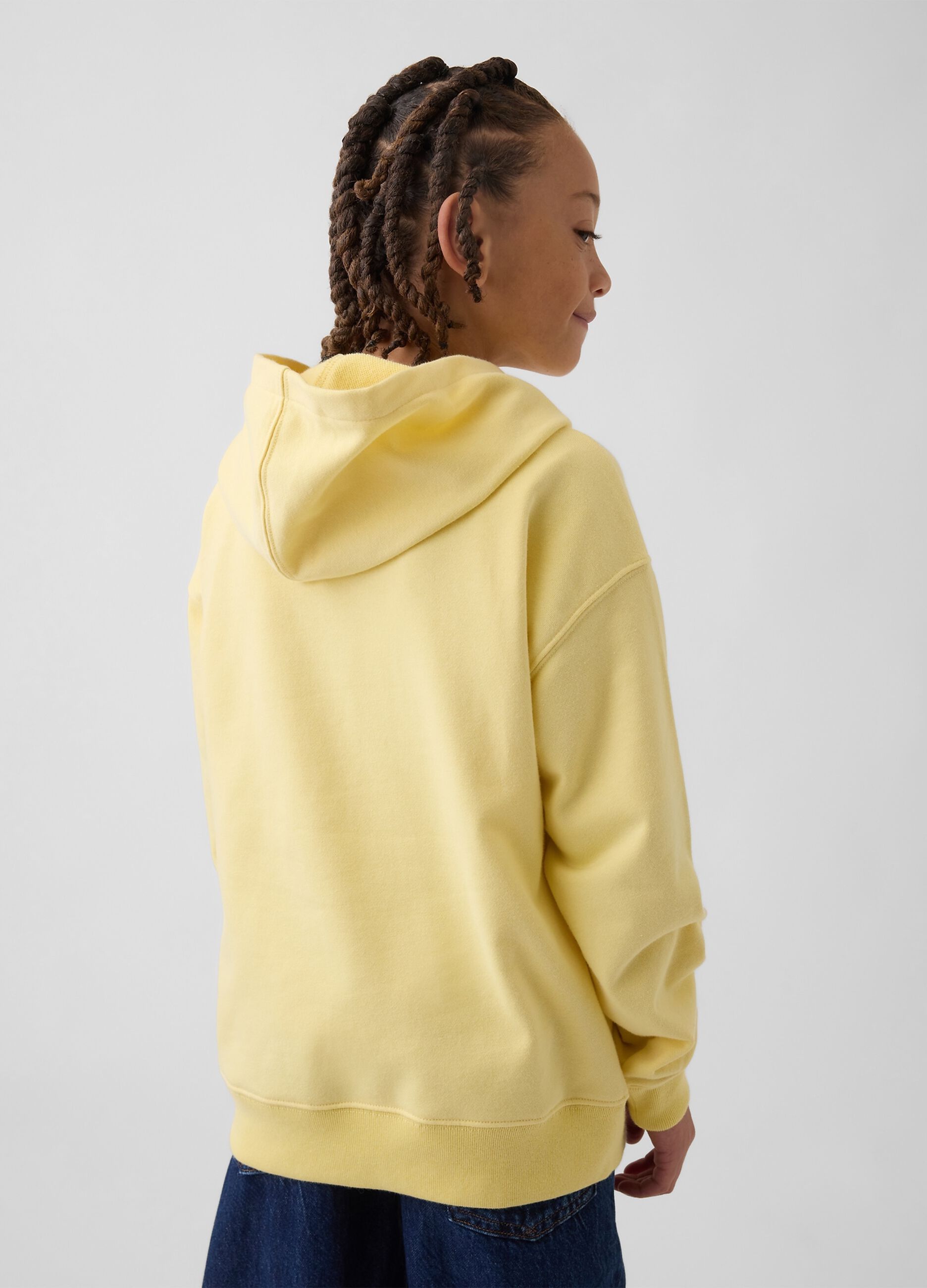 Felpa in misto cotone gialla da bambino regular fit con logo