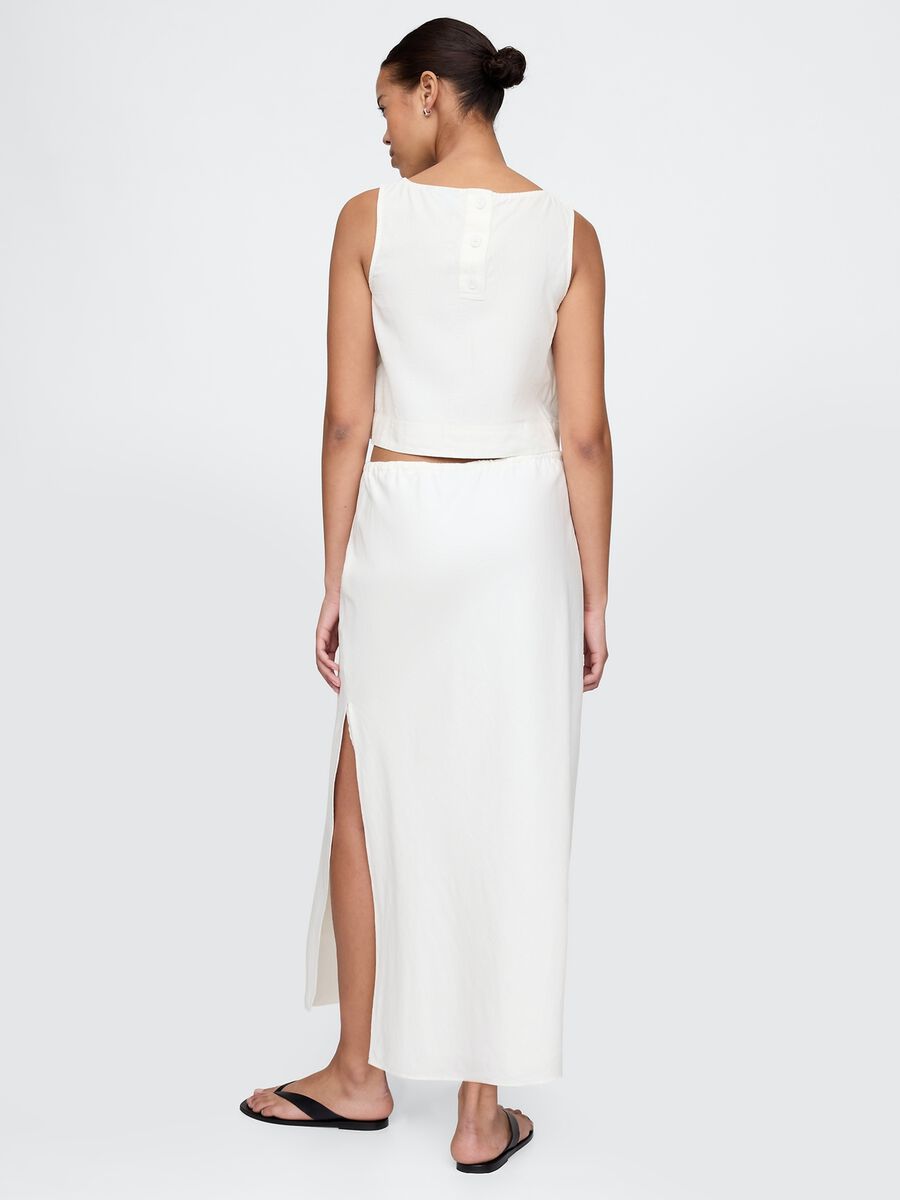Long white skirt in linen and viscose Woman_1