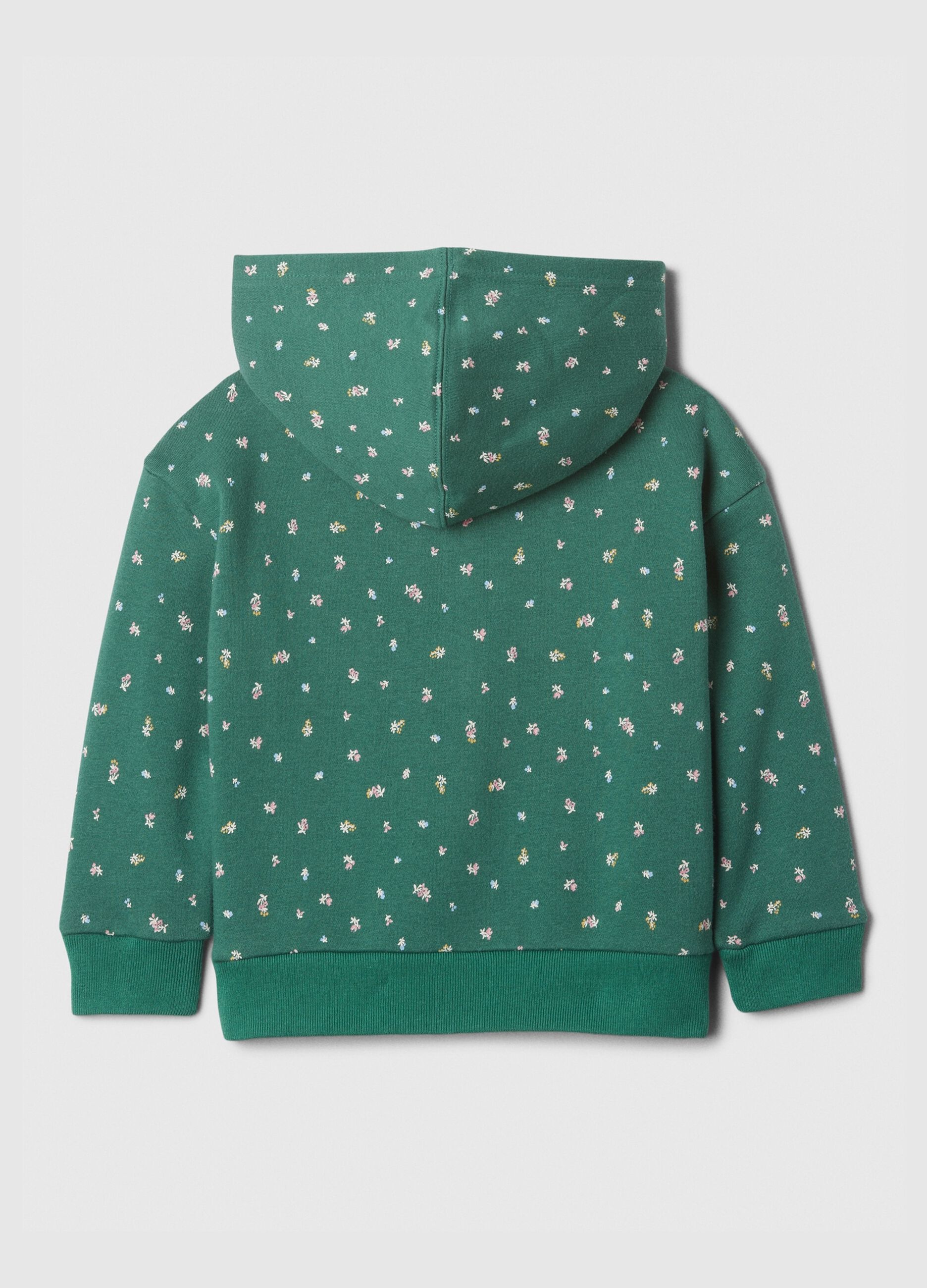 Full-zip floreale con cappuccio e ricamo logo_1