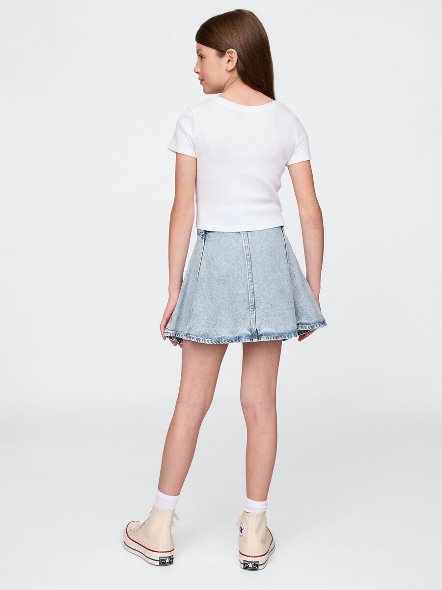 Flared denim skirt with pockets Girl_1