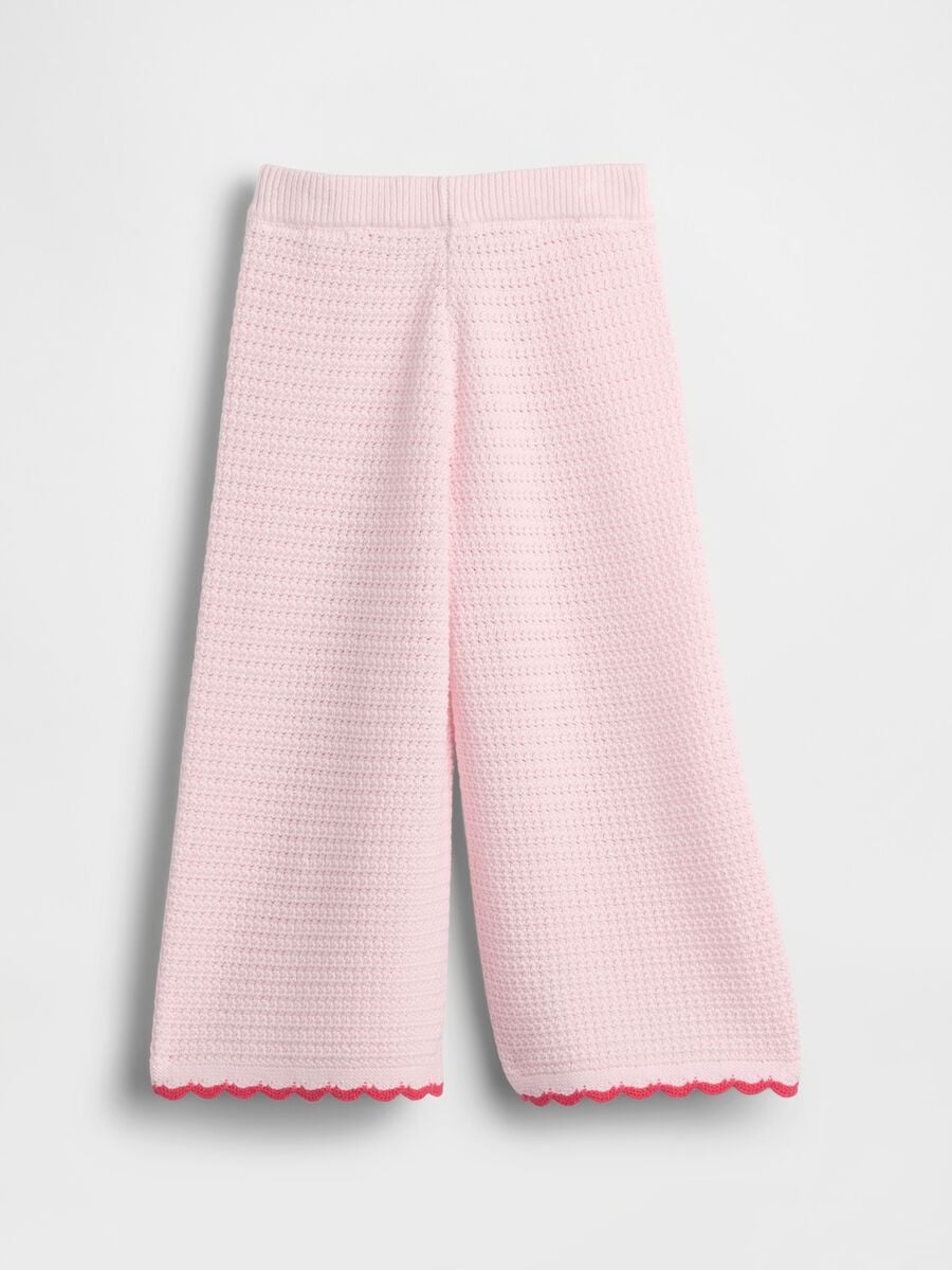 Pantaloni wide leg in puro cotone con lavorazione traforata Bimba_1