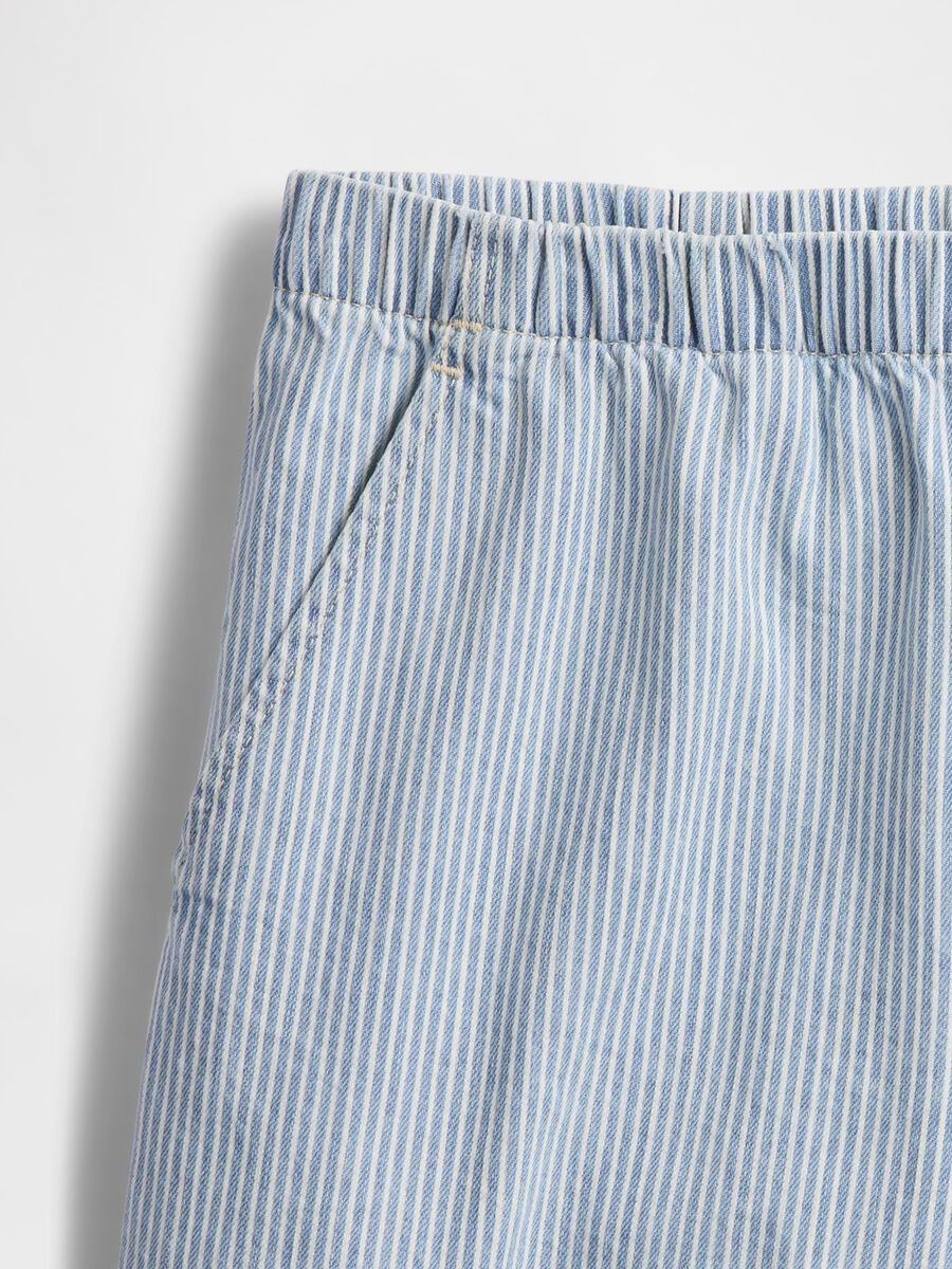 Shorts a righe in denim azzurro Donna_7