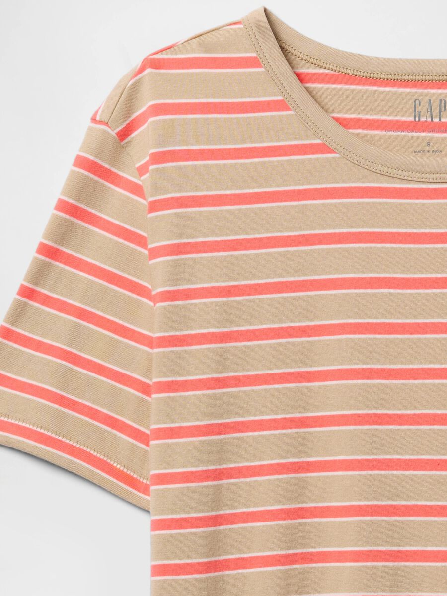T-shirt a righe arancioni e beige in cotone Gap Donna_4