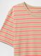 T-shirt a righe arancioni e beige in cotone_4