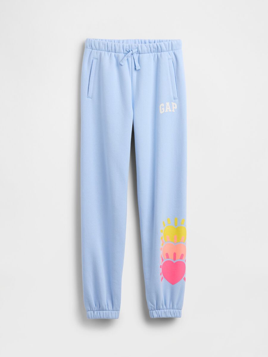 Girls' regular fit blue cotton blend joggers with prints Girl_3