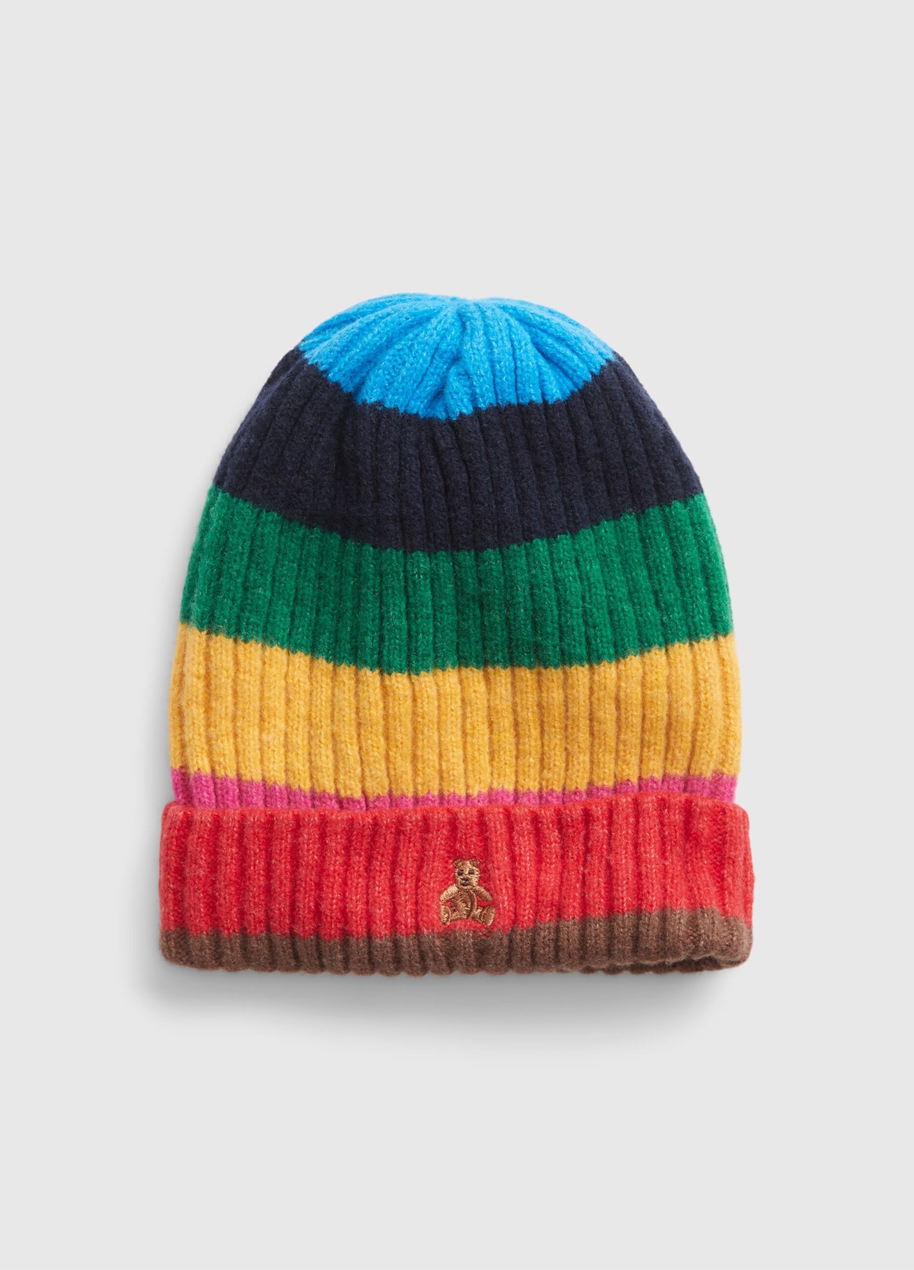 Happy Stripe hat with embroidered bear