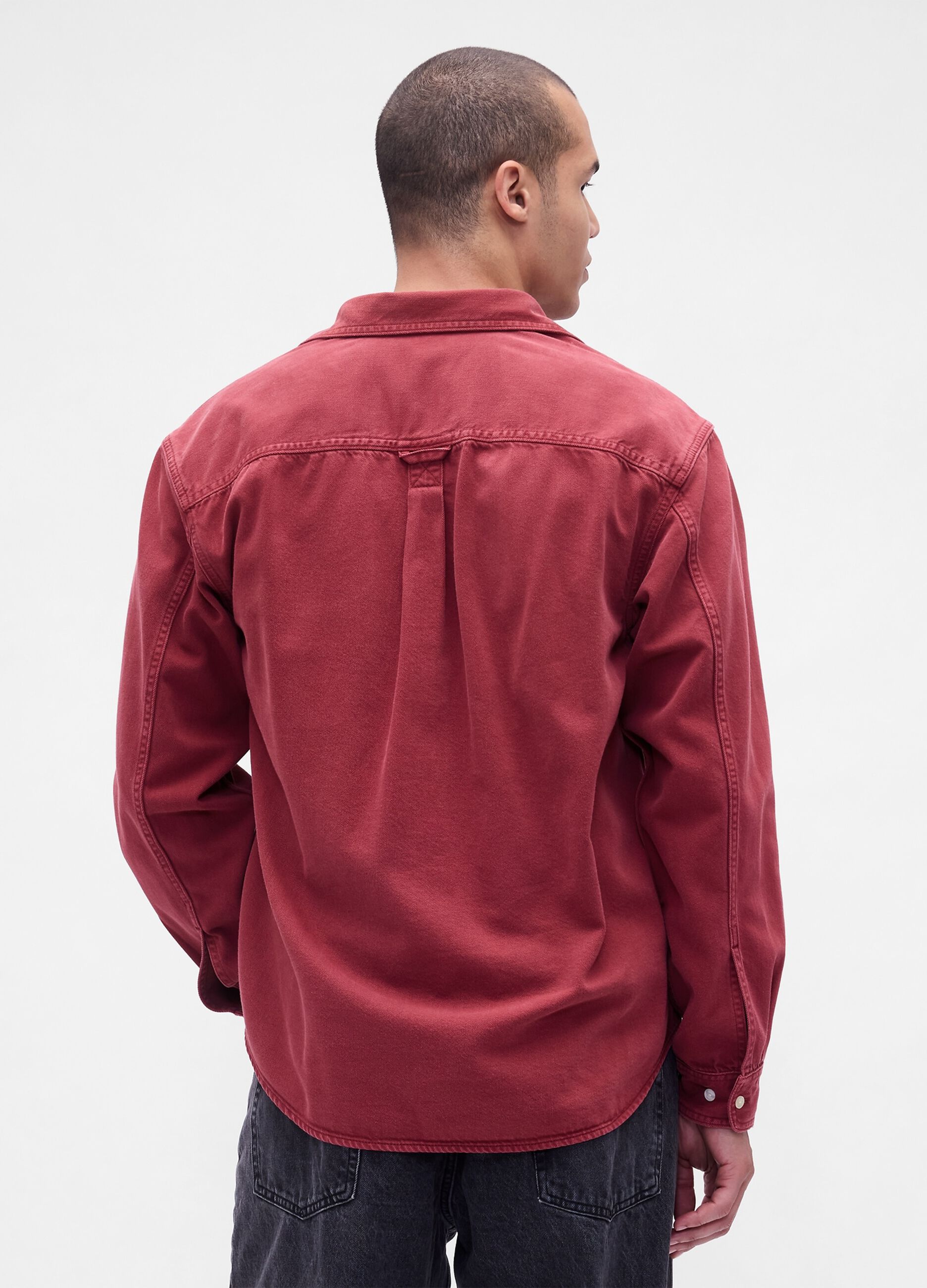 Camicia rosso in cotone e Lyocell_1