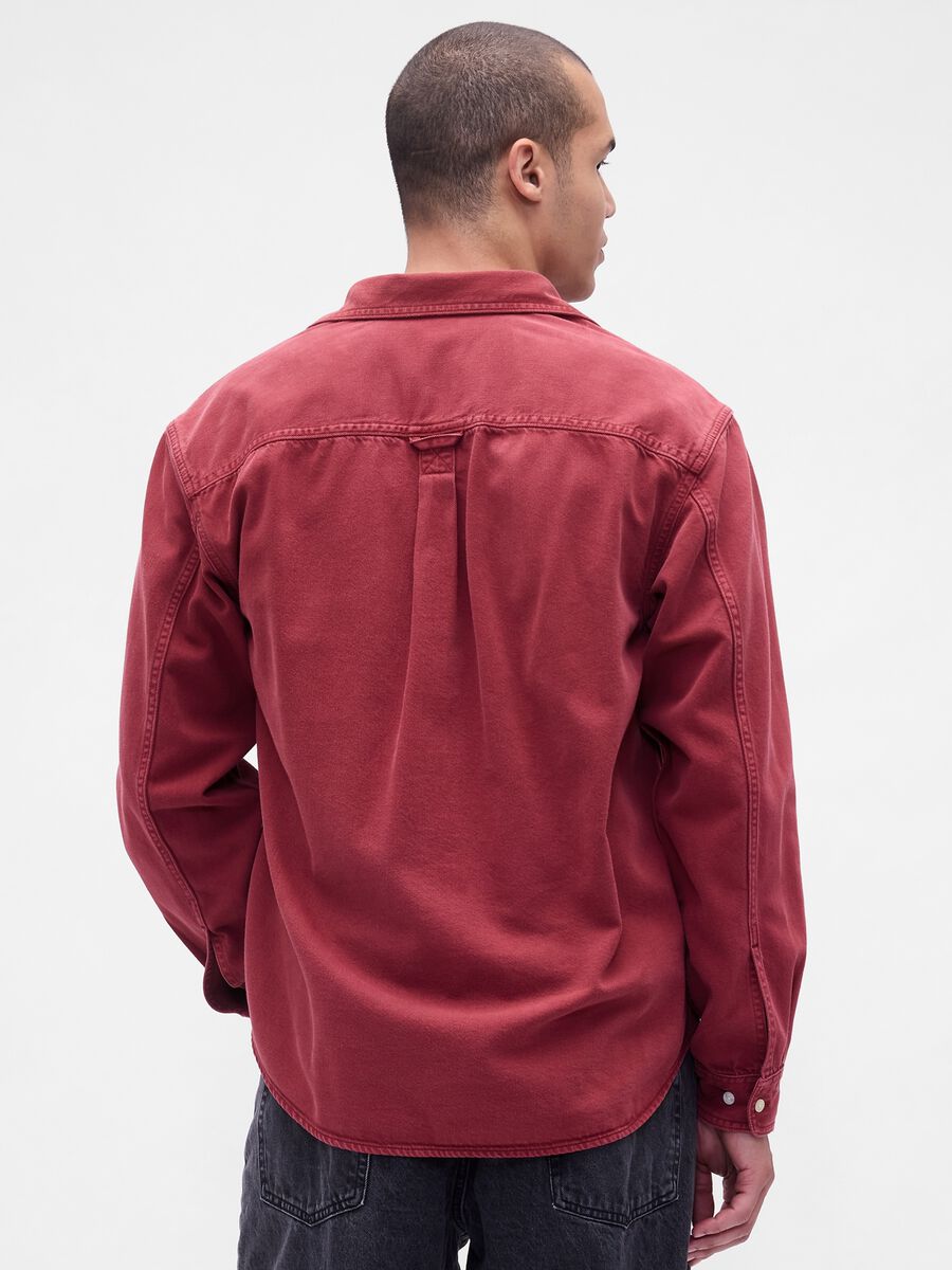 Camicia rosso in cotone e Lyocell Uomo_1