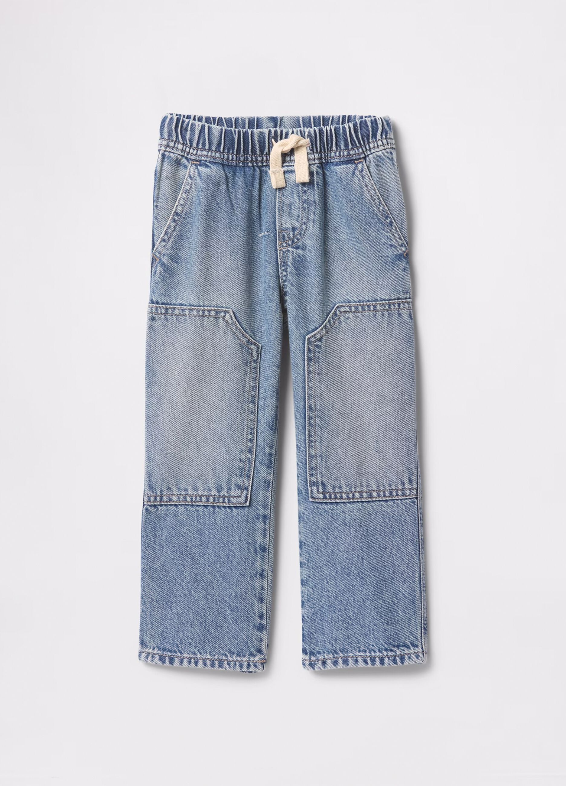 Denim joggers with drawstring and pockets_1