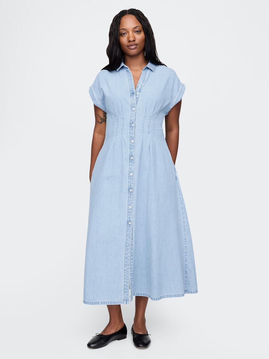 Vestito lungo denim in cotone Donna_4