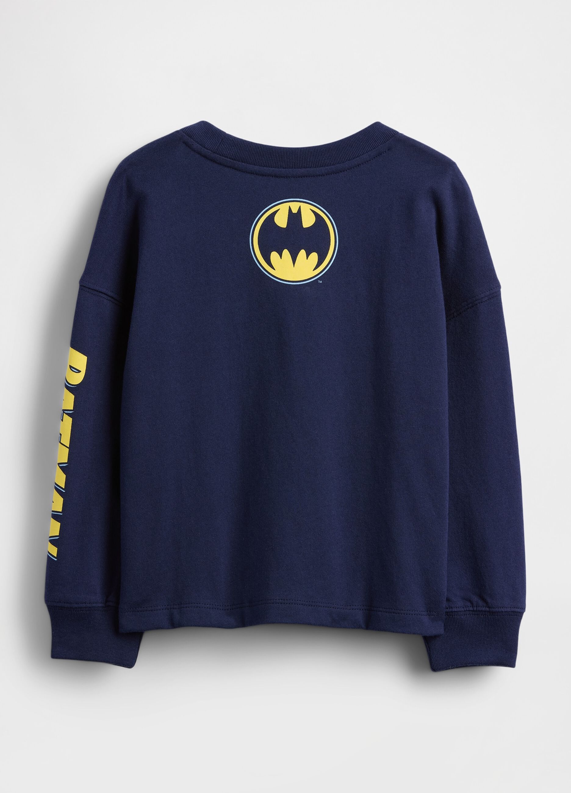 Maglia blu a maniche lunghe con grafica Batman