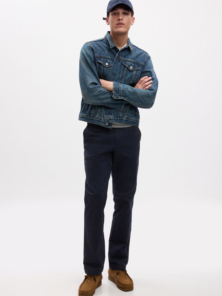 Pantaloni straight fit in cotone stretch Uomo_0