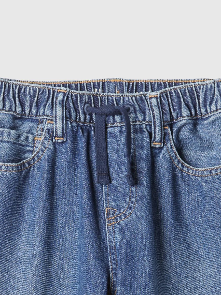 Joggers in denim con coulisse e tasche Bambino_4