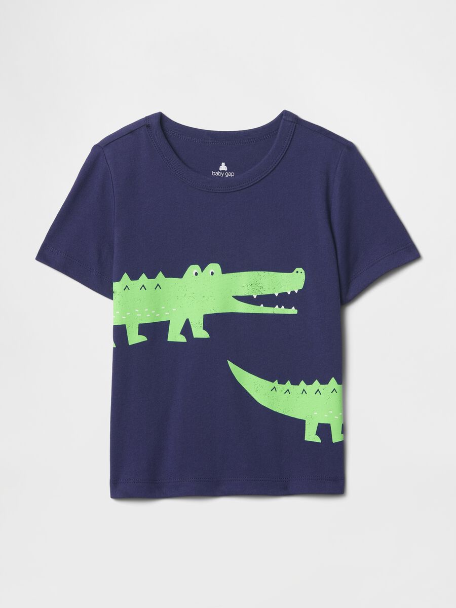 T-shirt blu con stampa di coccodrillo Baby Boy_0