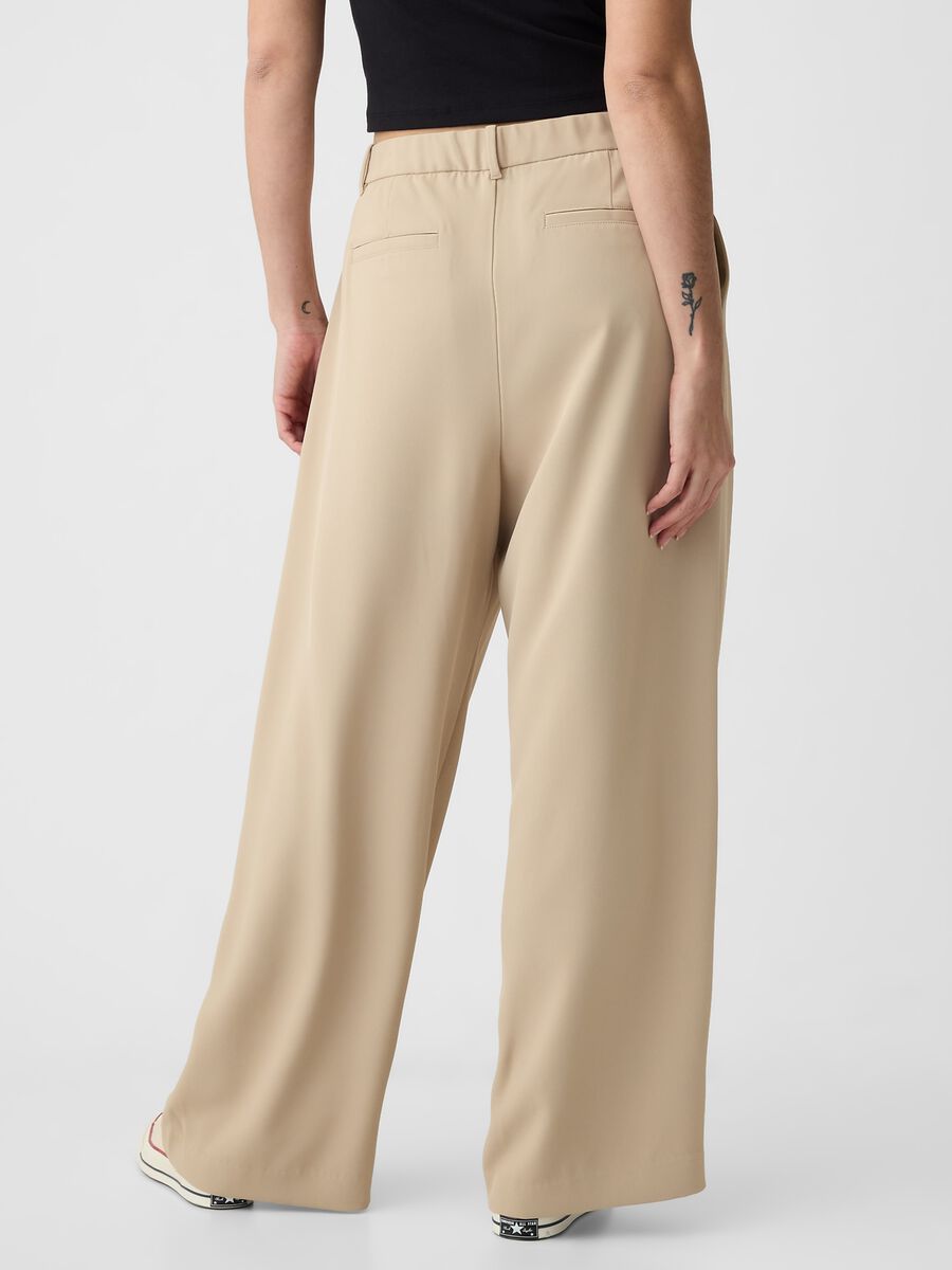 Pantalone wide leg vita alta con pinces Donna_4