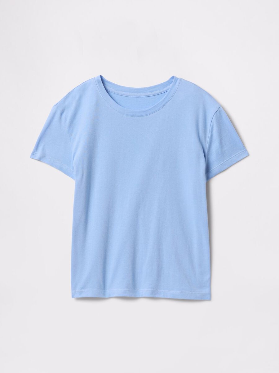 T-shirt a maniche corte in cotone azzurro Bambina_2