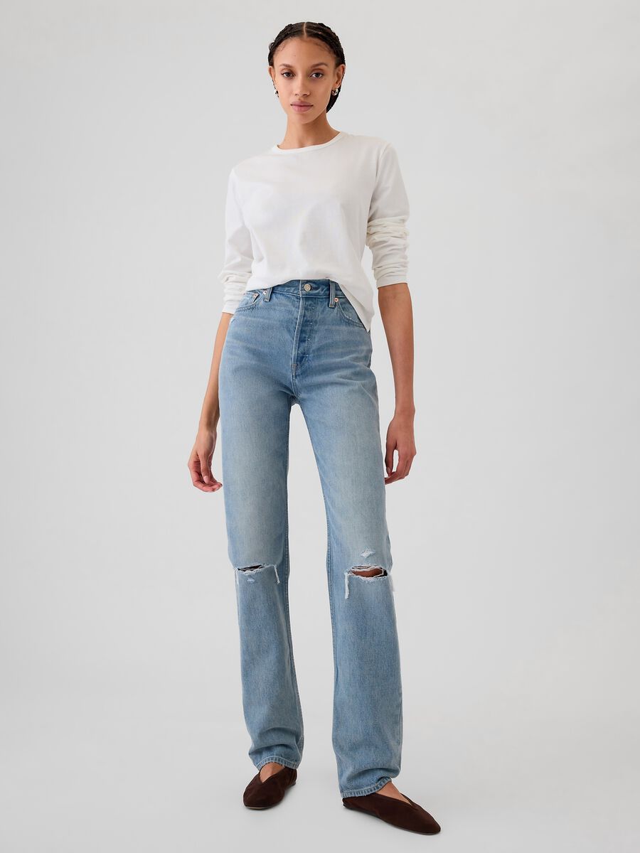 T-shirt a maniche lunghe in cotone Donna_1