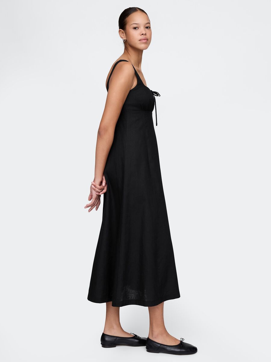 Abito lungo nero in lino e viscosa Gap Donna_1