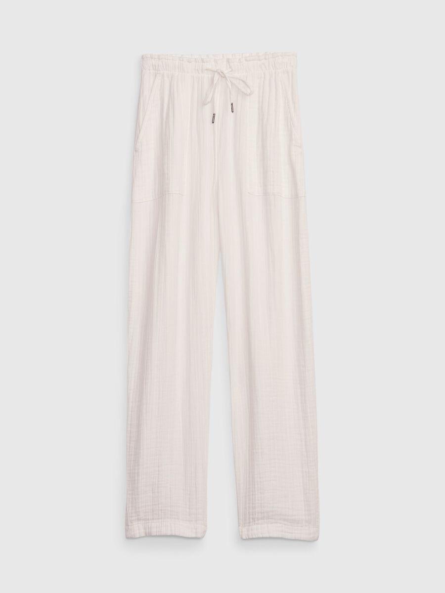Pantaloni straight fit in garza di cotone Donna_4