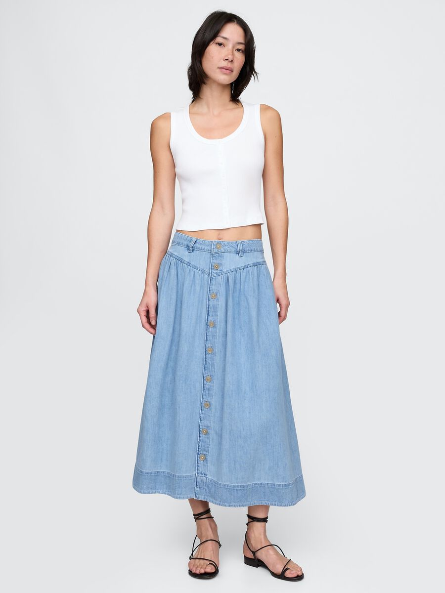 Gonna lunga in denim Donna_0