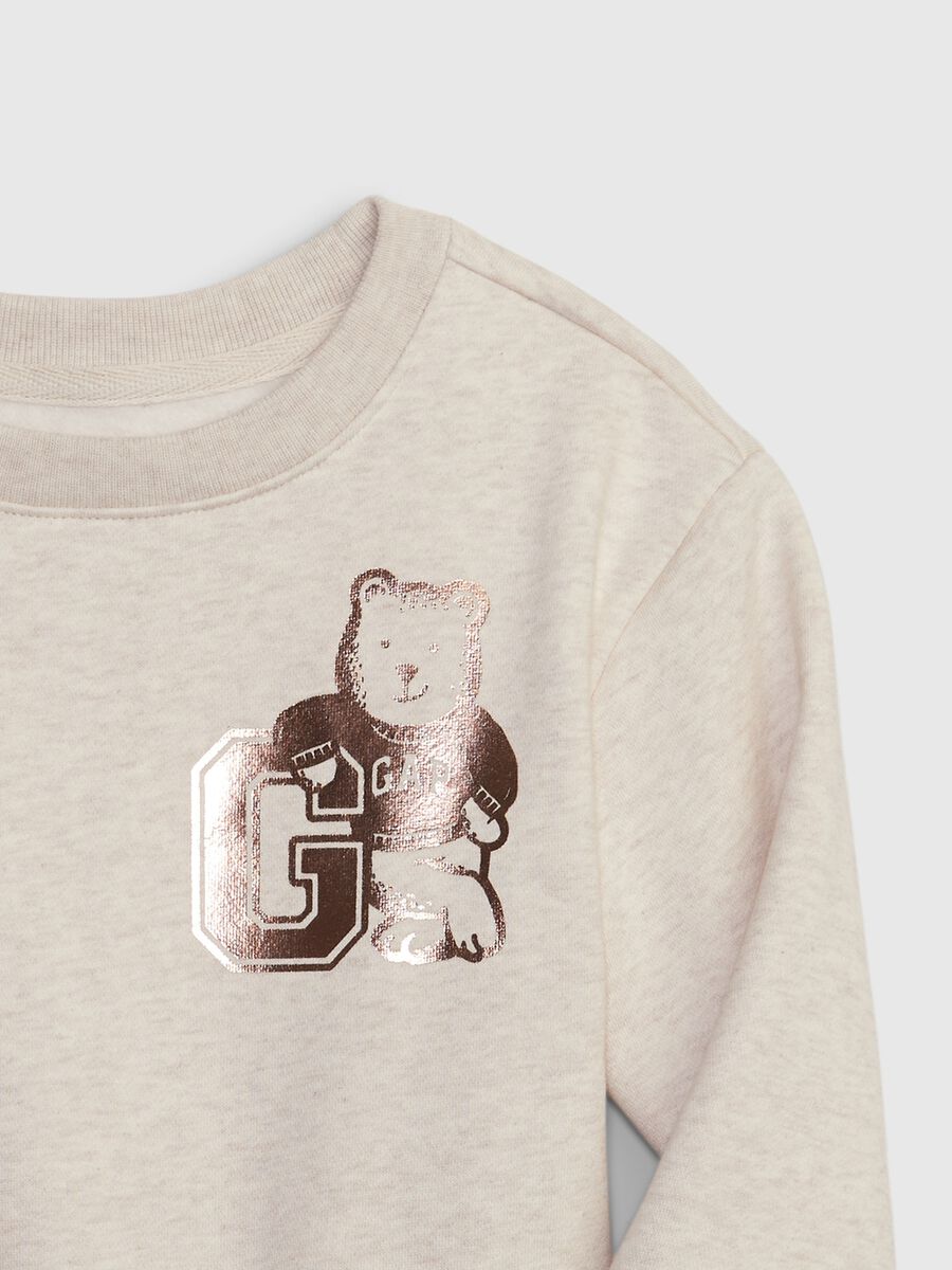 Sweatshirt with logo print and foil teddy bear Newborn Boy_2