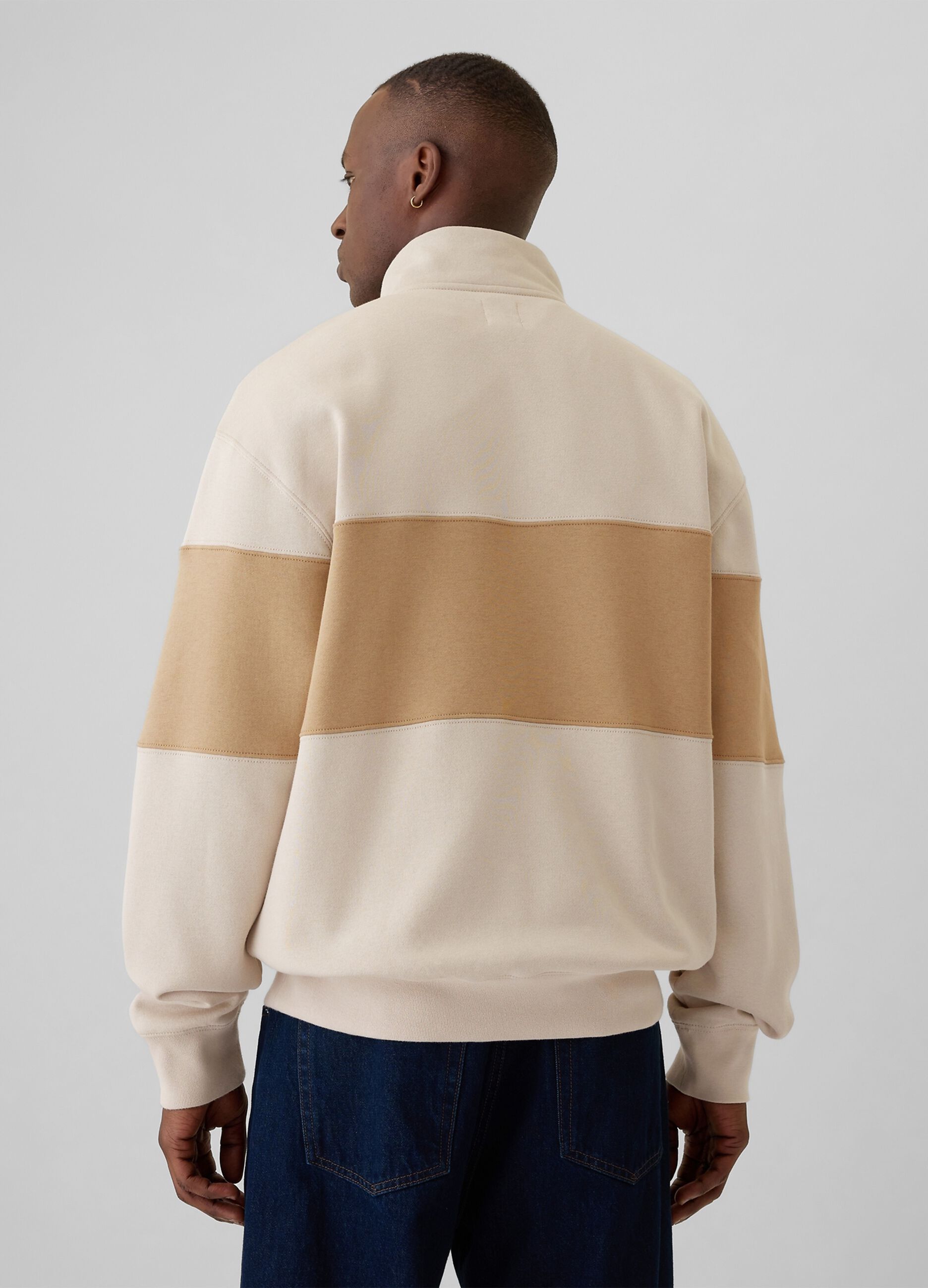 Felpa half-zip colorblock con ricamo logo_2