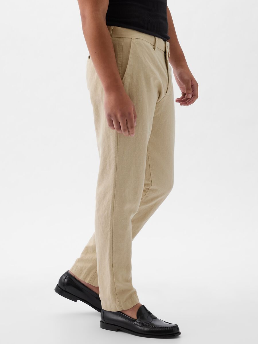 Pantalone slim fit in lino e cotone Uomo_2